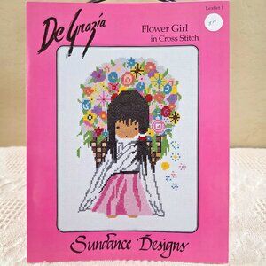 1983 Sundance Designs De Grazia Flower Girl in Cross Stitch Leaflet Pattern #1